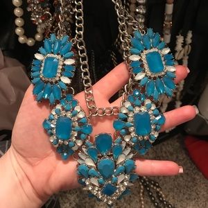 Blue and silver statement necklace